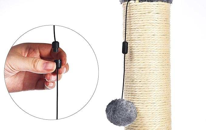Shopify Basics Cat Scratching Post for Indoor Cats, Standard with Dangling Toy, 80 cm, Grey