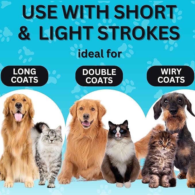 Candure Dematting Comb for Dog and Cat, Pet Grooming Rake and Brushes for Small, Medium & Large Dogs 17+9 Double Sided Deshedding Tool Removes Knots and Tangled Hair (Blue)