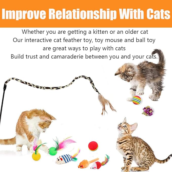 Speedy Panther 21 Pcs Cat Toys for Indoor Cats Collapsible Cat Tunnel Interactive Feather Teaser Wand Ball Toy for Kitten Cats