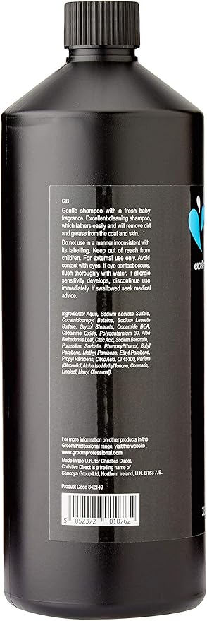 GROOM PROFESSIONAL Baby Fresh Dog Shampoo - Soothing Baby Powder Dog Shampoo - Gentle for Sensitive or Itchy Skin - Removes Dandruff & Smelly Puppy Odours, w/Aloe Vera to Help Itching Relief, 1L