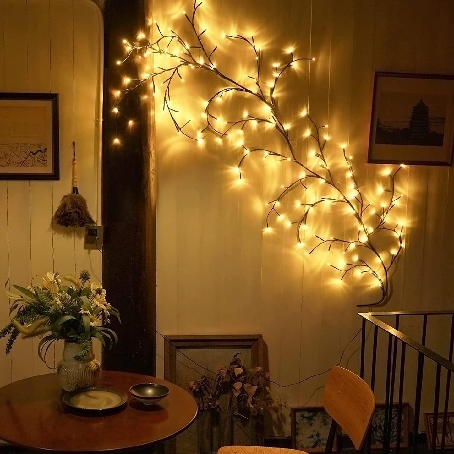 Twig String Lights for Bedroom, Lighted Willow Tree Vine Fairy Lights Plug in Powered,144 Warm White LED Twig Tree with Lights for Wall Indoor Bedroom Living Room Home Christmas Décor(1 packs)