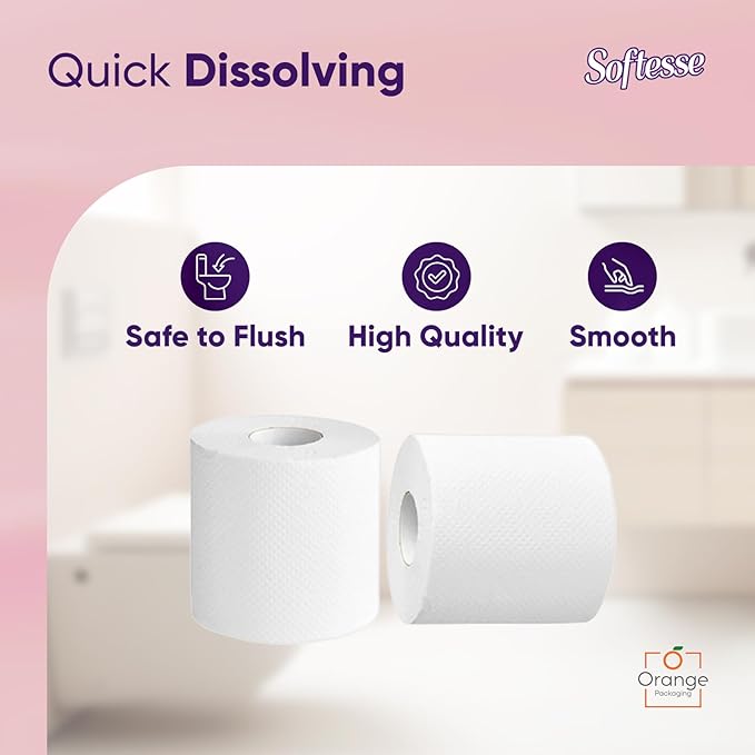 Toilet Paper 60 Rolls, 3 Ply Toilet Rolls Bulk Buy, Luxuriously Soft, Gentle and Hypoallergenic Sustainable Toilet Rolls - Quilted Toilet Roll for Your Family - Dermatologically Tested (60)