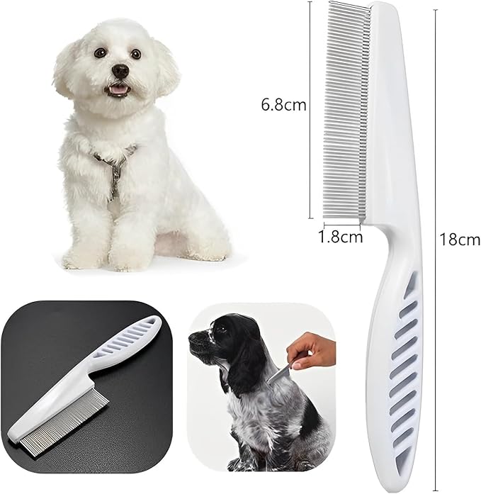 Flea Comb for Dogs Cats, Dog Hair Comb Grooming Tool for Removing Tear Stains, Fleas, Dandruff, Lice