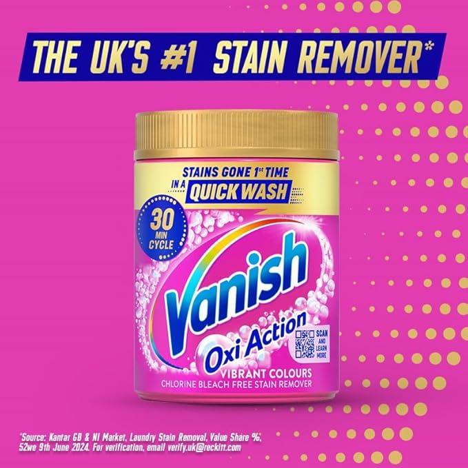 Vanish OxiAction Fabric Stain Remover Powder, 2.4kg Bucket, Pack 1