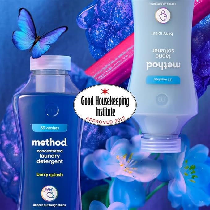 method Concentrated Laundry Detergent, Washing Liquid Fresh Berry Scent, 1 x 33 Washes, 1 x 990ml