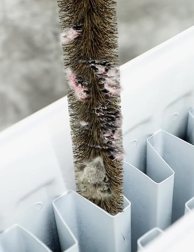Radiator Cleaner Brush Thin Long 81cm Boar Bristles, Radiator Duster Brush Long Thin Bendable Flexible with Easy Grip Handle, Radiator Brushes for Cleaning Dust Inside Vanes and Backside