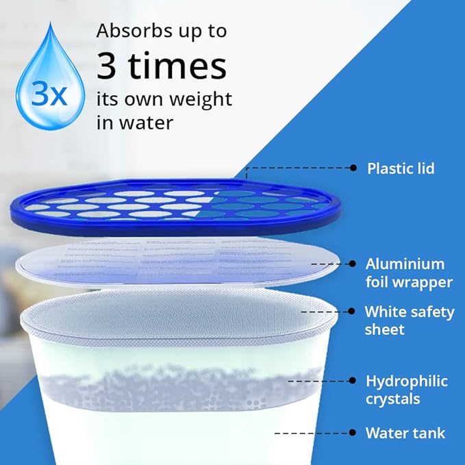 ANSIO Dehumidifier Disposable Pack of 10 Room Moisture Absorber Condensation Remover De Humidifiers for Damp, Mould in Home, Bathroom, Window, House, Kitchen, Wardrobe, Bedroom Interior Moisture Traps