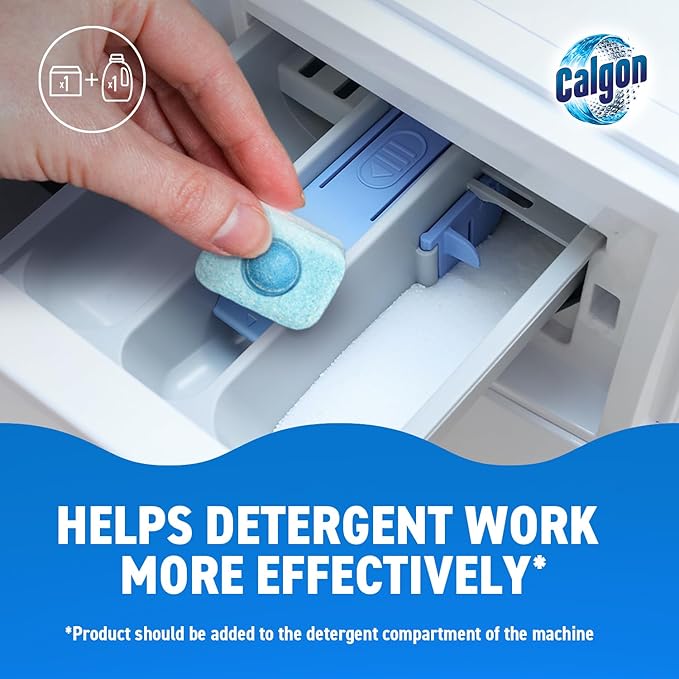 Calgon 4-in-1 Washing Machine Cleaner and Water Softener Tablets, 45 Count | Removes Limescale, Residue, Dirt, Rust & Malodours | Deep Clean | L Pack Size