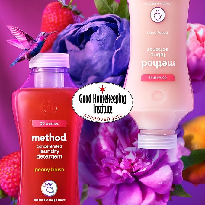 method Concentrated Laundry Detergent, Washing Liquid Fresh Peony Blush Scent,1 x 33 Washes, 1x 990ml