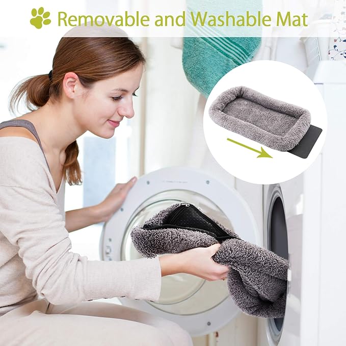 Morpilot Cat Carrier - Airline Approved, Top Opening Portable Dog Bag with Breathable Mesh/Removable Mat, Adjustable Shoulder Strap & Bowl, Foldable Travel Cage, M, Grey (Max 7kg)