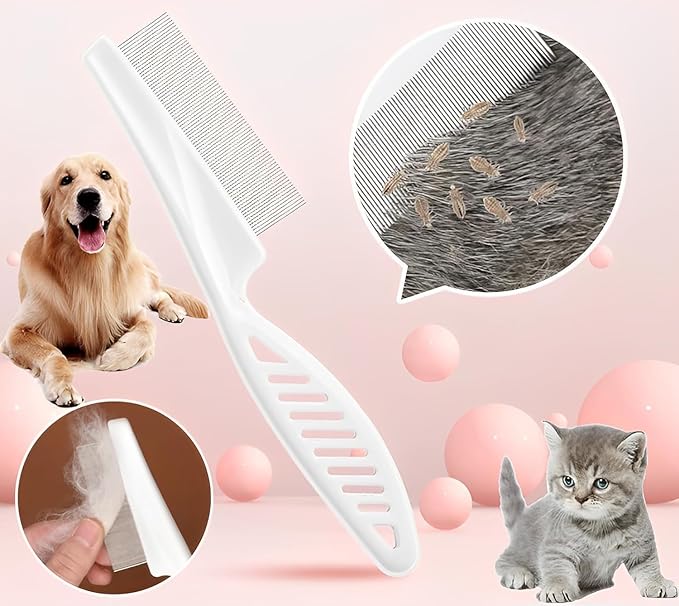 Flea Comb for Dogs Cats, Dog Hair Comb Grooming Tool for Removing Tear Stains, Fleas, Dandruff, Lice