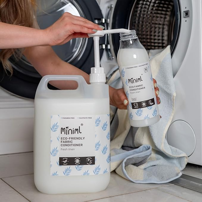 Miniml Eco Fabric Softener & Conditioner 5L Refill - Fresh Linen Scented All Natural Fabric Softener for Sensitive Skin - 100% Vegan & Cruelty Free (250 Washes)