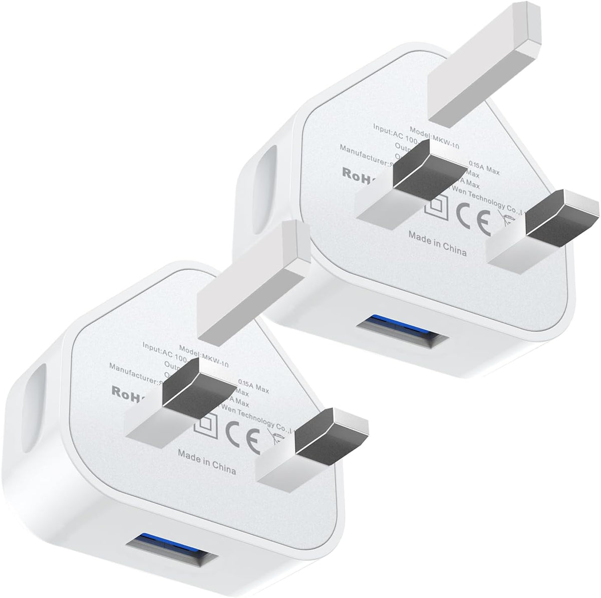 USB Charger Plug UK 2 Pack iPhone 