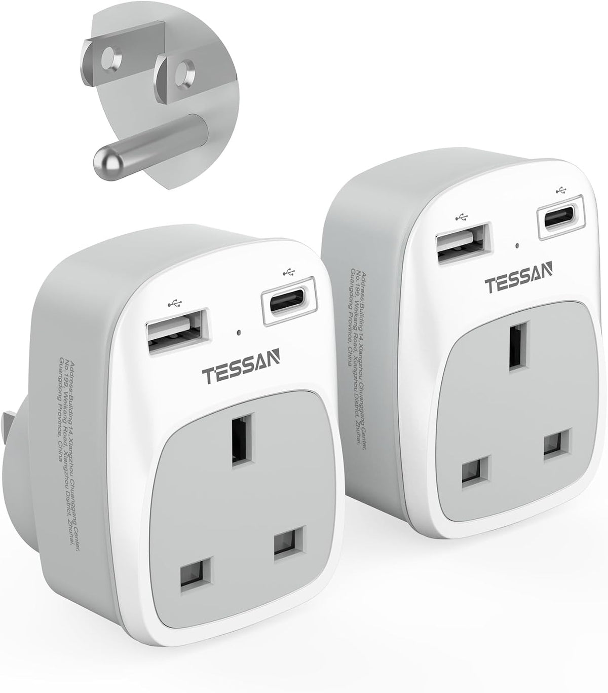 UK to US Travel Plug Adapter 2 Pack 