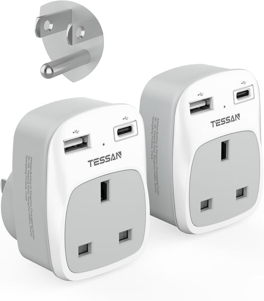 UK to US Travel Plug Adapter 2 Pack 