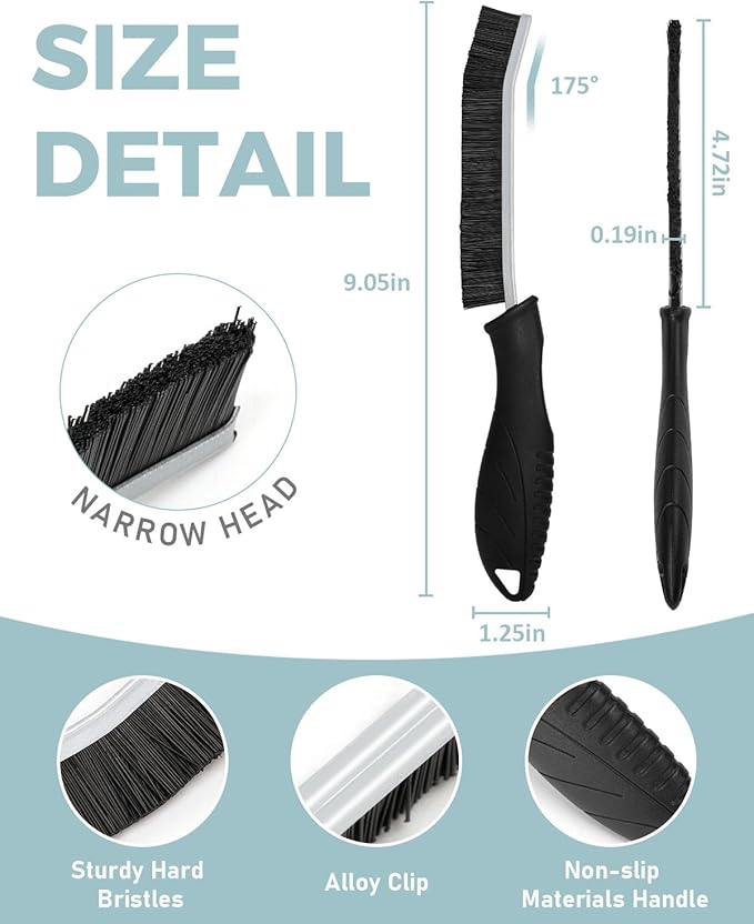 SXhyf Cleaning Brush - Hard Bristle Crevice Cleaning Brush, Multifunctional Gap Cleaning Scrub Brush, Cleaning Tools for Household Use, Home, Kitchen, Bathroom, Window, Vehicle (Lichen Blue Handles)