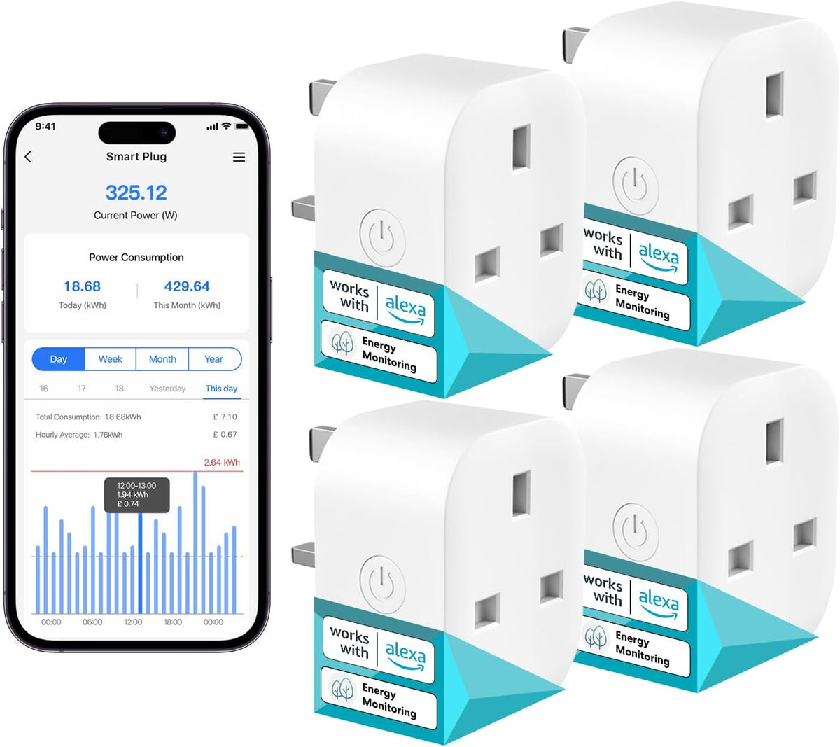 Meross Smart Plug 4 Pack Energy
