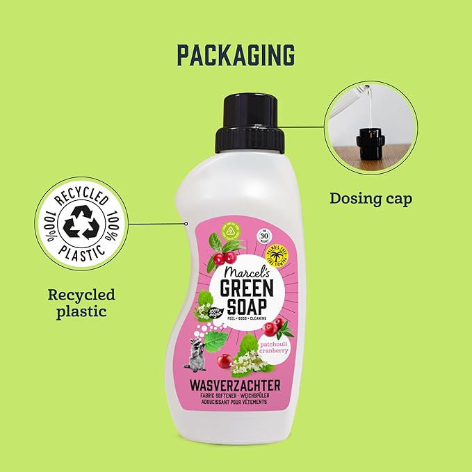 Marcel's Green Soap - Fabric Conditioner Patchouli & Cranberry - Fabric Softener - 100% Vegan - Refillable - Laundry - 750ml