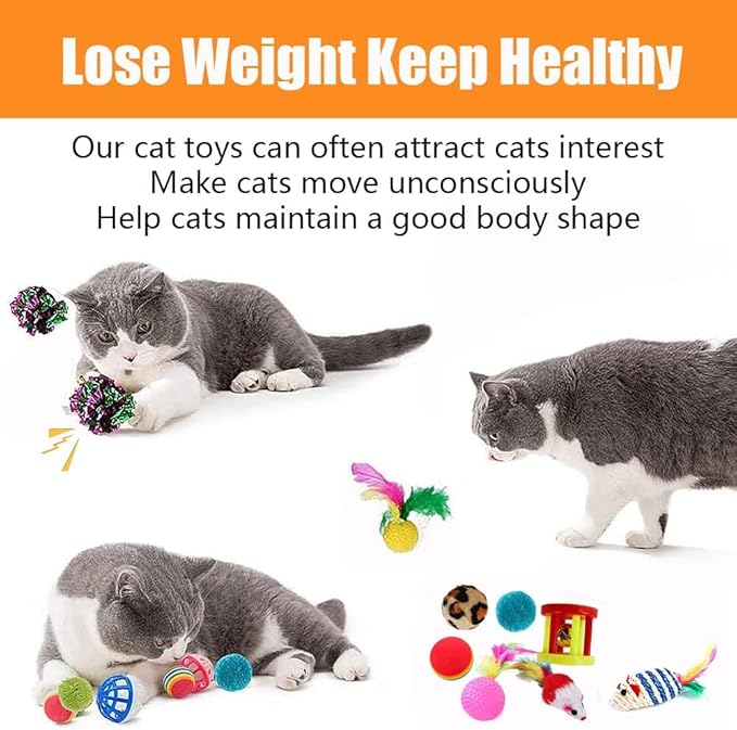 Speedy Panther 21 Pcs Cat Toys for Indoor Cats Collapsible Cat Tunnel Interactive Feather Teaser Wand Ball Toy for Kitten Cats