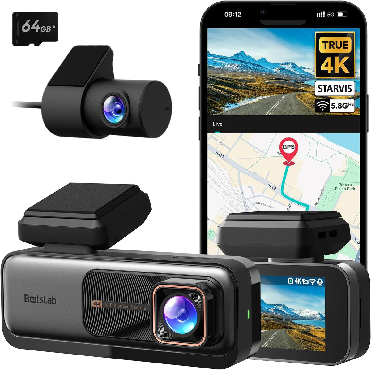BOTSLAB 4K Dash Cam STARVIS GPS 