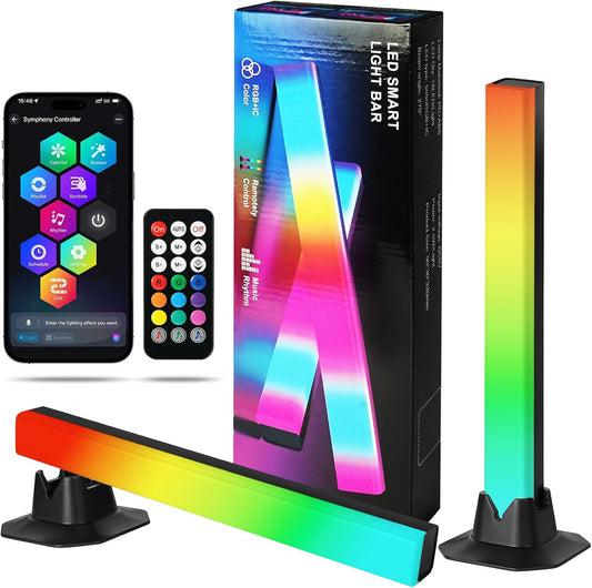 HOTUT RGB LED light bars 2 pack with app and remote control. Music sync ambient lighting perfect for gaming setup, TV backlight and room décor.