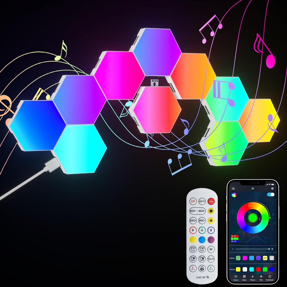 RGB Hexagon Wall Lights 10 