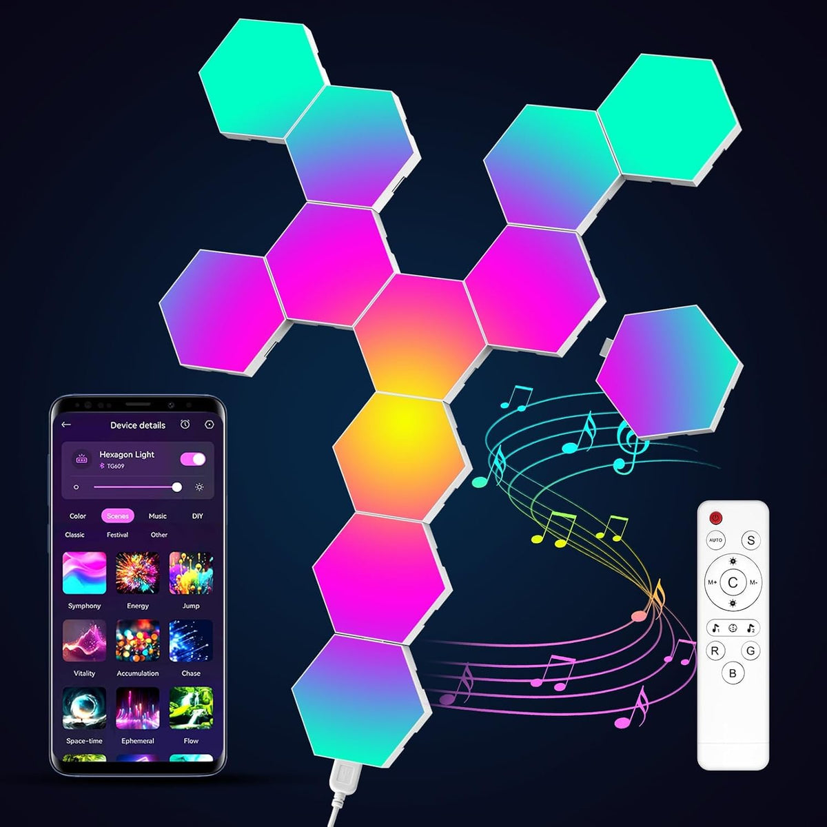 RGB Hexagon Wall Lights 12 