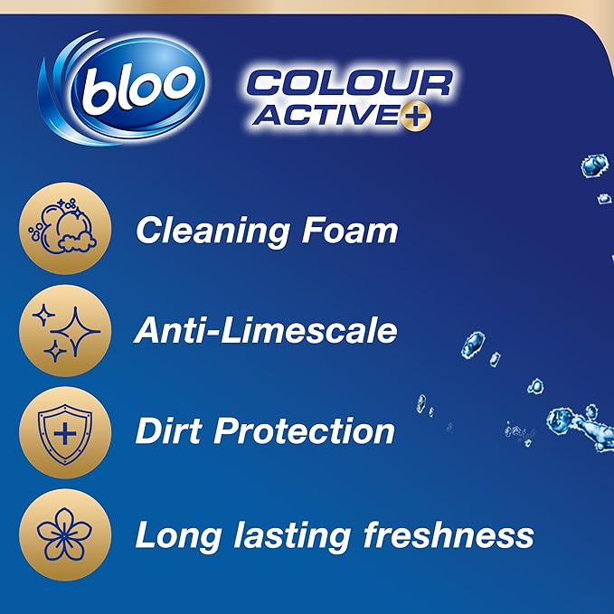 Bloo Colour Active Toilet Rim Block Lavender with Anti-Limescale, Cleaning Foam, Dirt Protection and Extra Freshness - 2 x Rimblocks, purple