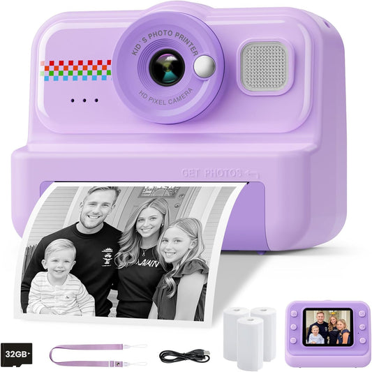 Kids Instant Print Camera 1080P 