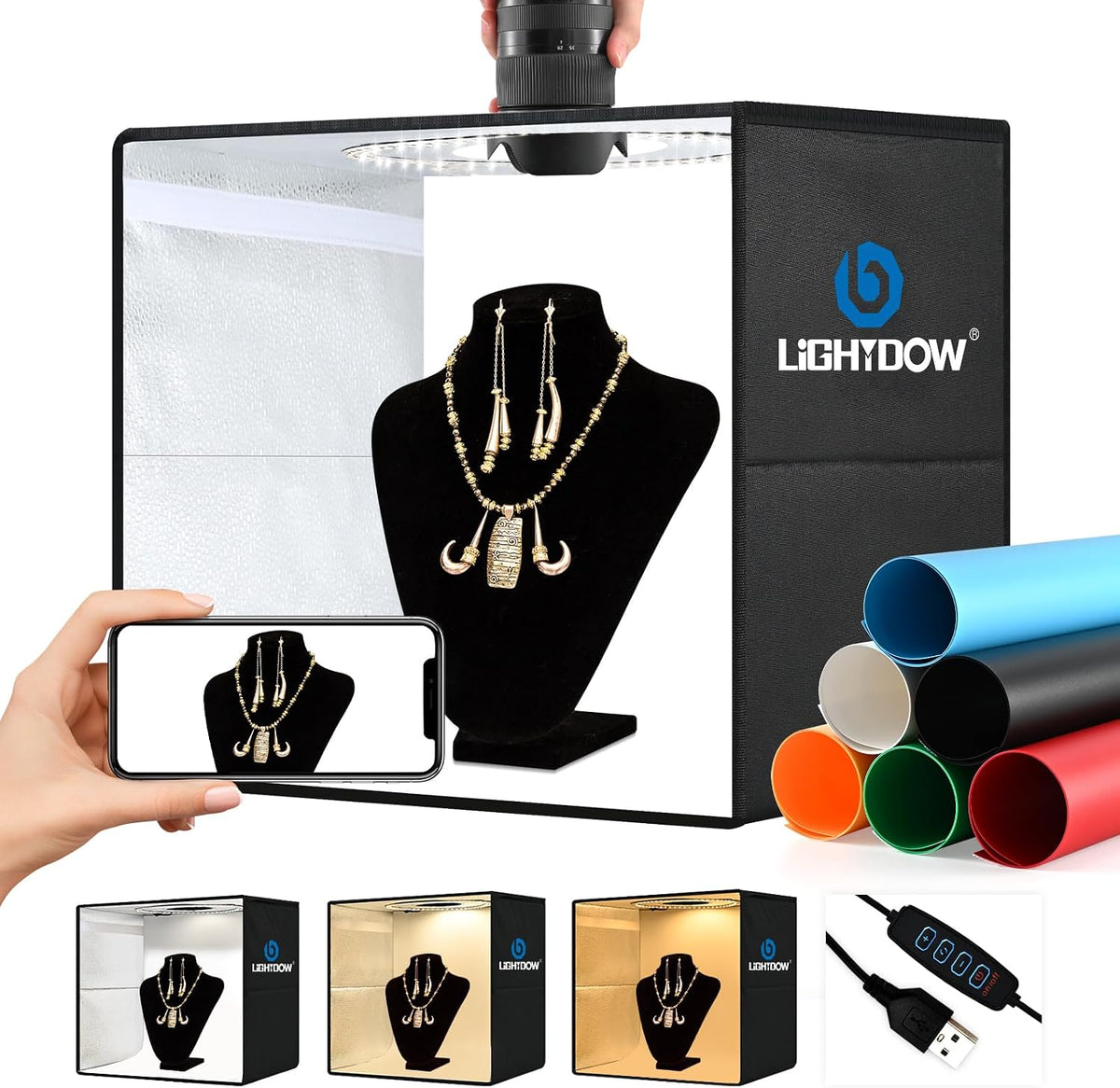 Lightdow 40cm Photo Light Box LED 
