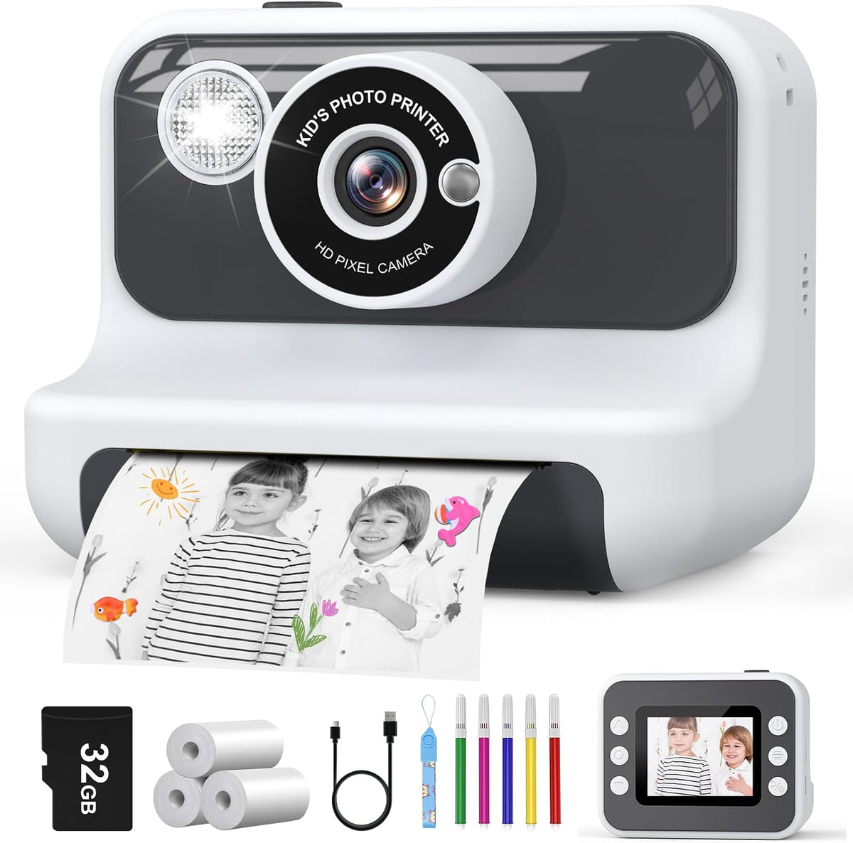 Kids Instant Print Camera 1080P 
