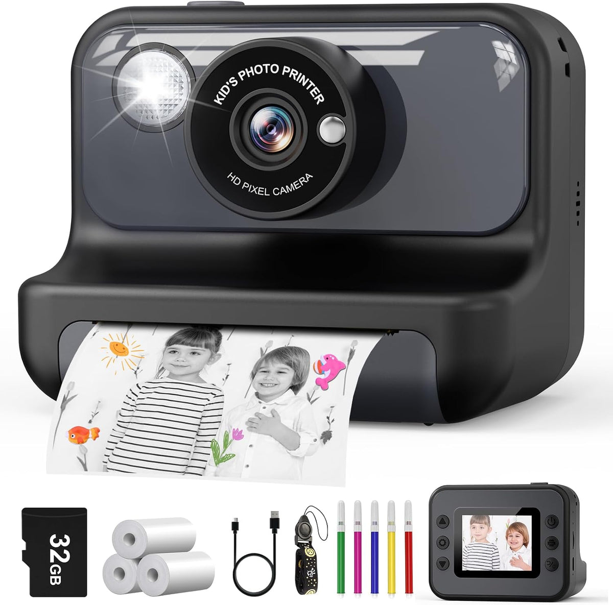Kids Instant Print Camera 1080P Toy 