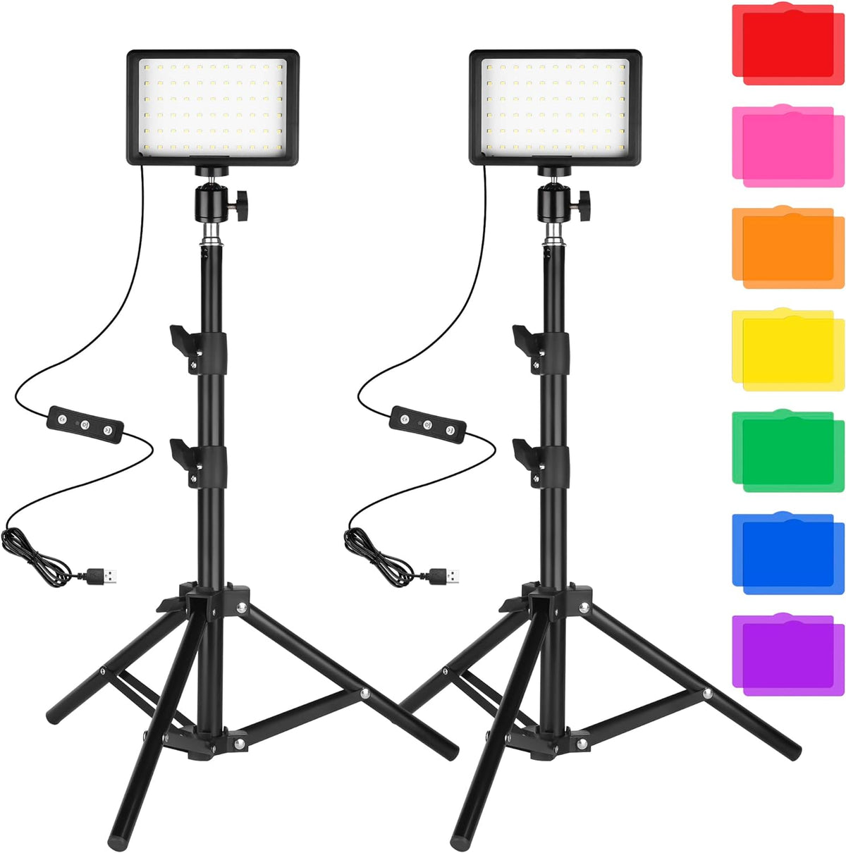 2-Pack LED Video Light Kit 5600K USB 