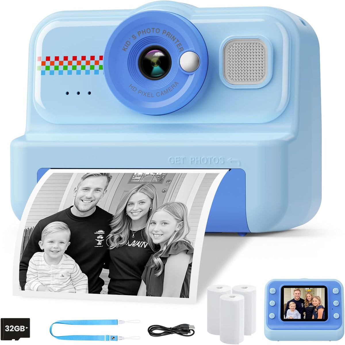 Kids Instant Print Camera 1080P Toy Camera 