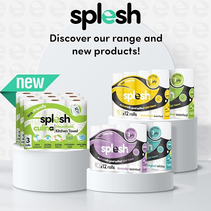 Splesh by Cusheen 3-ply Toilet Roll - Lavender Fragrance (60 Pack) Soft, Quilted Bulk Toilet Rolls, Toilet Tissue and Loo Rolls – Eco-Friendly Toilet Paper Sustainably Crafted in The UK