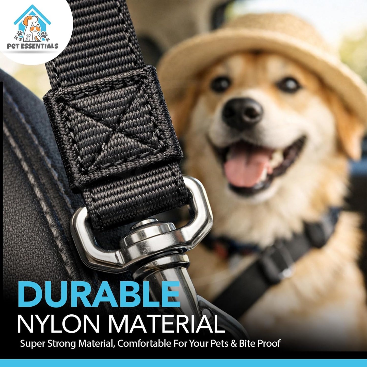 SOL 2pk Dog Seat Belts For Cars UK, 70cm Adjustable Seatbelt Harness Strap for Dogs, Durable Nylon with Secure Clip-On Design, Car Harness for Dogs UK, Snug Fit for Any Breed Size, Easy to Install