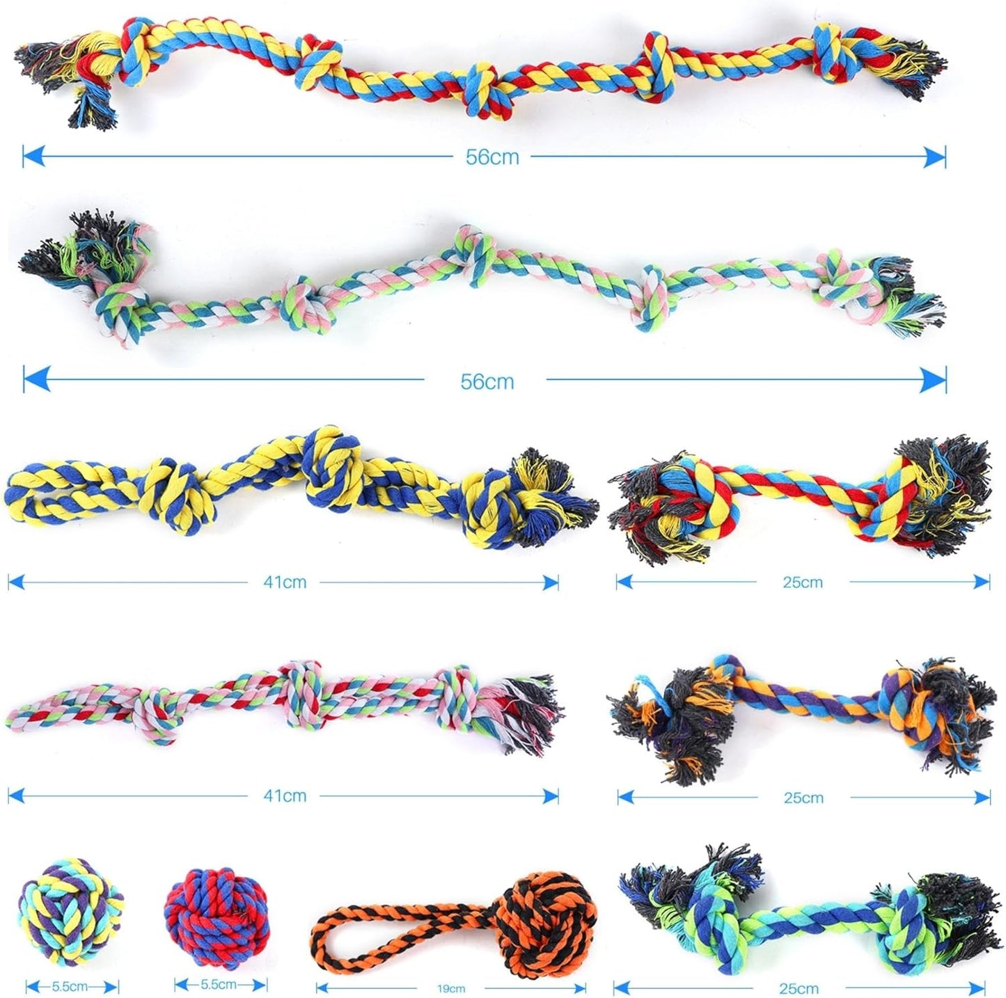 Fur & Bone 10 Pcs Dog Toys - All Breeds Indestructible Dog Toy - Chew Toys for Aggressive Chewers - Natural Cotton Puppy Tug of War Rope - for Boredom, Pulling, Teeth Cleaning