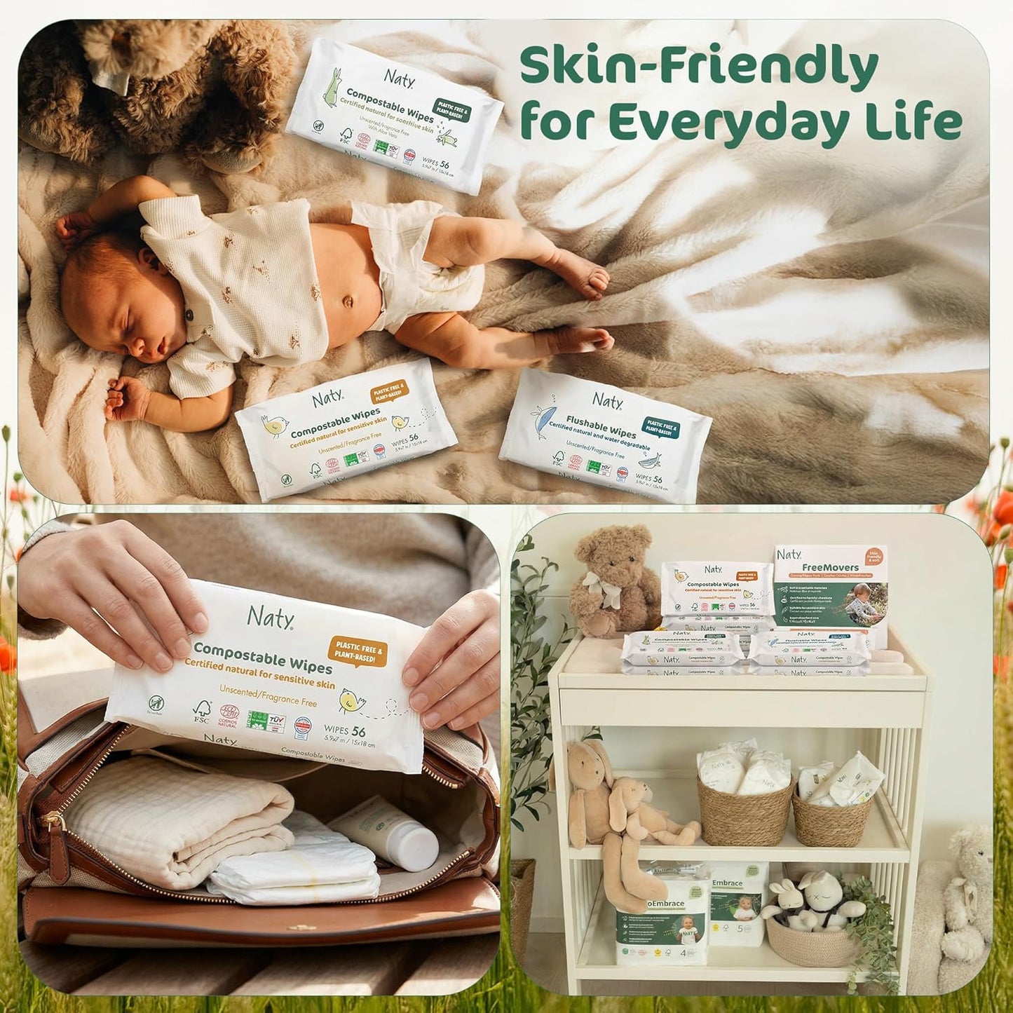 Naty Baby Water Wipes 672 Pack (12 x 56) – 98% Purified Water, Fragrance Free, Plastic Free & Compostable | Gentle for Newborn & Sensitive Skin | Eco Friendly Baby Wipes UK