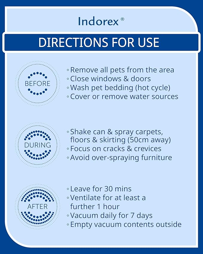 Indorex Defence Household Flea Spray | 2 x 500ml Cans | Protect Home from Fleas & House Dust Mites | Long-Lasting Protection for Up to 12 Months