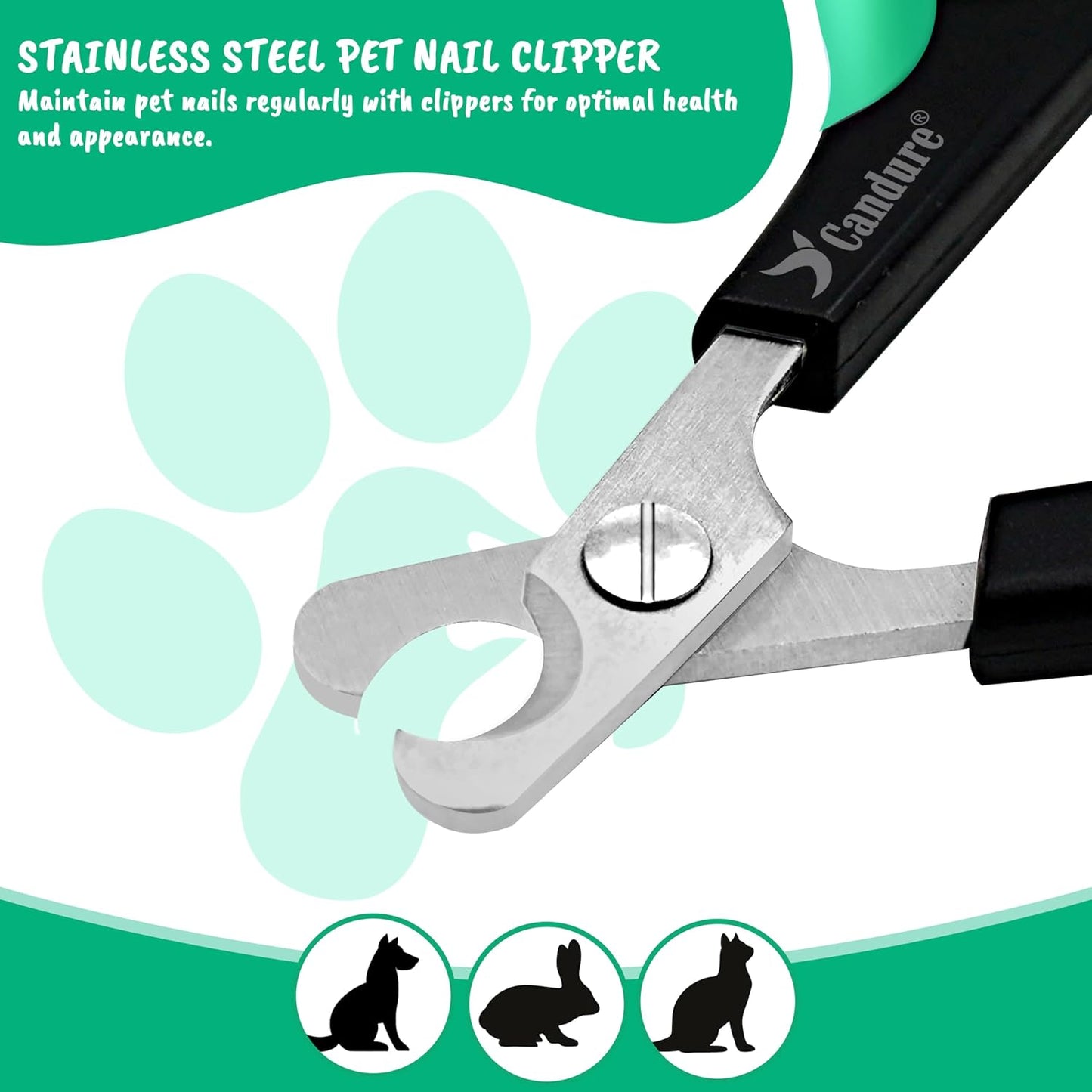 Candure Cat Nail Clippers Stainless Steel Cat Claw Trimmers for Rabbits,Guinea Pigs, Birds, Puppies, Kittens and Small Animals- Pet Nail Clipper for Professional and Home Use 3.5" (Green)