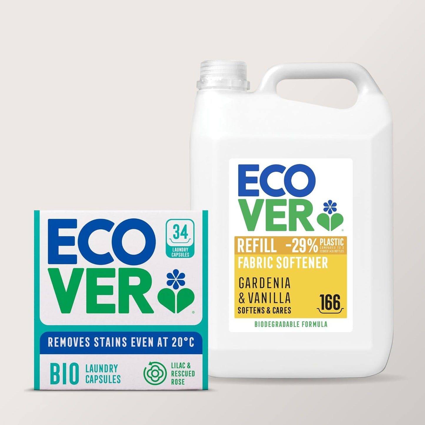 Ecover Fabric Softener Refill, Fabric Conditioner, Fresh Gardenia & Vanilla Scent, Softens and Cares for Your Clothes, 5L