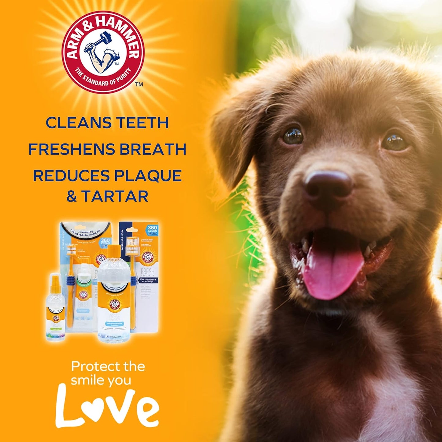 ARM & HAMMER Fresh Spectrum Coconut Mint Dog Water Additive, 473ml, Best Dental Care for Dogs, Removes Plaque & Tartar, Freshens Breath, Gum & Teeth Cleaning, No Brushing, Easy to Use Pet Oral Hygiene