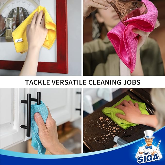 MR.SIGA Microfiber Cleaning Cloth,Pack of 12, Size:32 x 32 cm