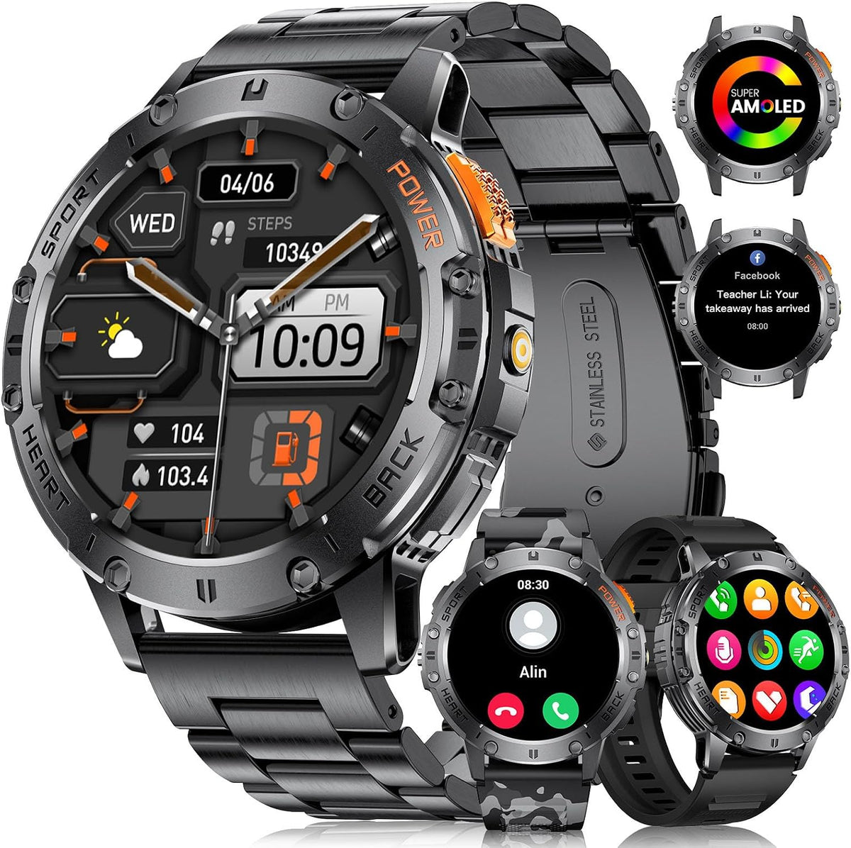 LIGE Military Smart Watch AMOLED