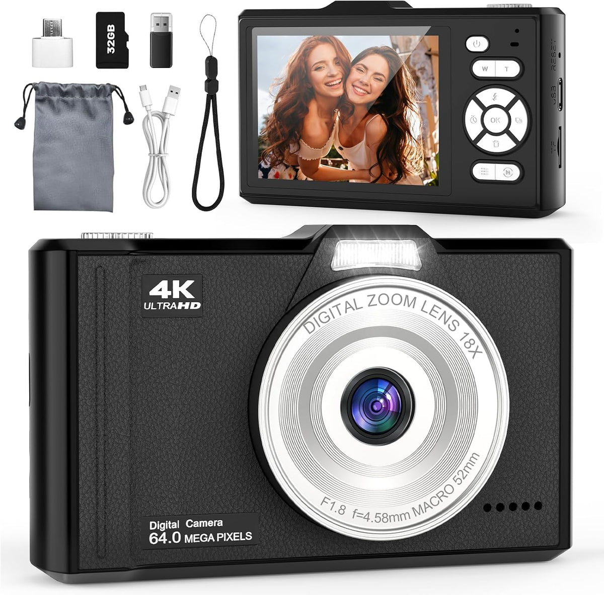 4K 64MP Compact Digital Camera