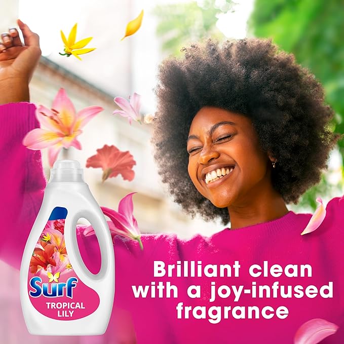 Surf Tropical Lily Laundry Washing with a joy-infused fragrance & natural essential oils lasting up to 12 hours in wear Liquid Detergent for brilliantly clean results 35 washes