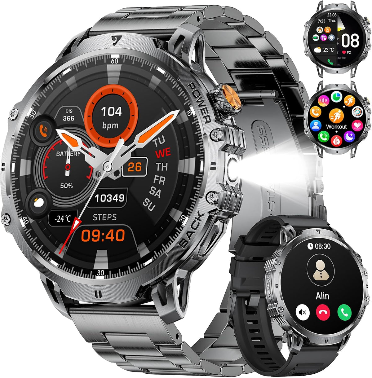 LIGE Military Smart Watch 1.85