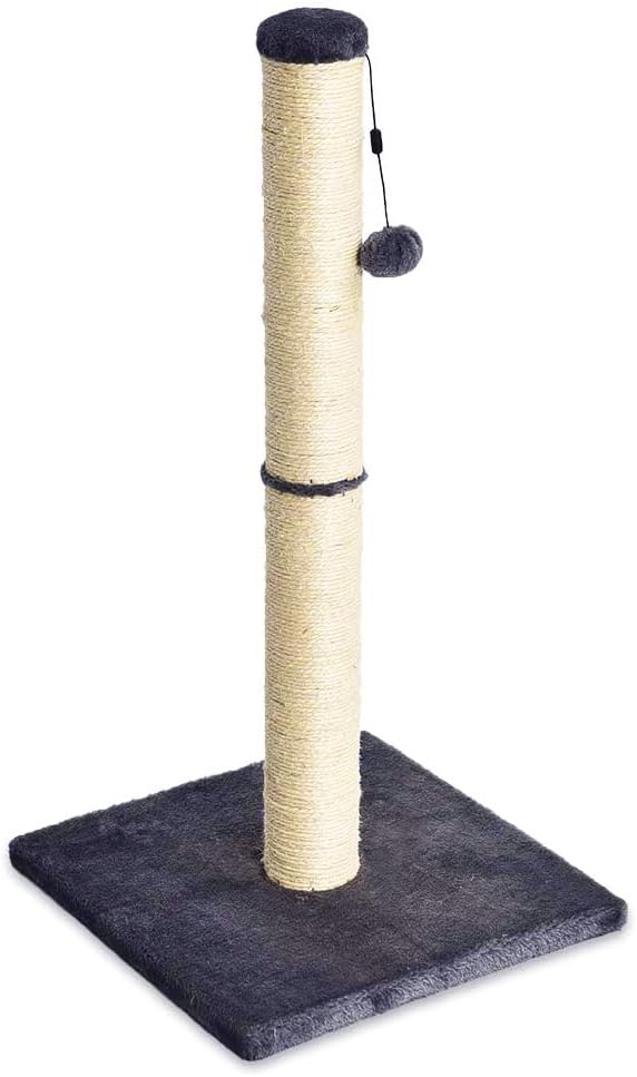 Shopify Basics Cat Scratching Post for Indoor Cats, Standard with Dangling Toy, 80 cm, Grey
