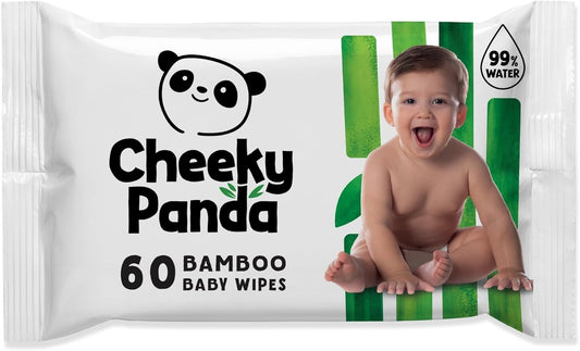 The Cheeky Panda Bamboo Baby Wipes – 99% Purified Water, Biodegradable & Plastic Free | Dermatologically Tested | Gentle for Newborn & Sensitive Skin