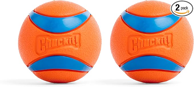 ChuckIt! Ultra Ball Dog Toy, Durable High Bounce Floating Rubber Dog Ball, Launcher Compatible Toy For Dogs, 2 Pack, Medium